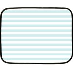 Horizontal Stripes - White and Light Cyan Fleece Blanket (Mini)