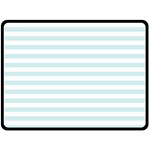 Horizontal Stripes - White and Light Cyan Fleece Blanket (Large) (One Side)
