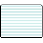 Horizontal Stripes - White and Light Cyan Double Sided Fleece Blanket (Medium) (Two Sides)