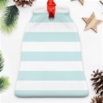 Horizontal Stripes - White and Light Cyan Ornament (Bell)