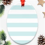 Horizontal Stripes - White and Light Cyan Ornament (Oval)