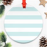 Horizontal Stripes - White and Light Cyan Ornament (Round)