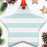 Horizontal Stripes - White and Light Cyan Star Ornament (Two Sides)