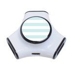 Horizontal Stripes - White and Light Cyan Portable USB Hub (One Side)