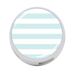 Horizontal Stripes - White and Light Cyan 4-Port USB Hub (Two Sides)