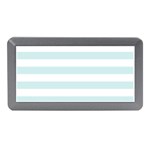 Horizontal Stripes - White and Light Cyan Memory Card Reader (Mini)