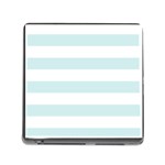 Horizontal Stripes - White and Light Cyan Memory Card Reader (Square)