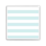 Horizontal Stripes - White and Light Cyan Memory Card Reader with Storage (Square)