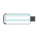 Horizontal Stripes - White and Light Cyan Portable USB Flash (One Side)