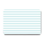 Horizontal Stripes - White and Light Cyan Small Doormat