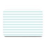 Horizontal Stripes - White and Light Cyan Plate Mat