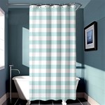 Horizontal Stripes - White and Light Cyan Shower Curtain 36  x 72  (Stall)