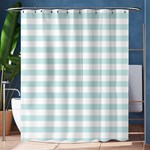 Horizontal Stripes - White and Light Cyan Shower Curtain 60  x 72  (Medium)