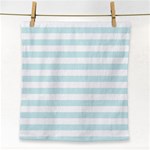 Horizontal Stripes - White and Light Cyan Face Towel