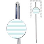 Horizontal Stripes - White and Light Cyan Book Mark