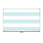 Horizontal Stripes - White and Light Cyan Business Card Holder