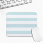 Horizontal Stripes - White and Light Cyan Small Mousepad