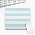 Horizontal Stripes - White and Light Cyan Large Mousepad