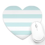 Horizontal Stripes - White and Light Cyan Heart Mousepad