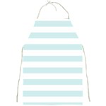 Horizontal Stripes - White and Light Cyan Full Print Apron