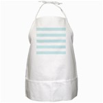 Horizontal Stripes - White and Light Cyan BBQ Apron