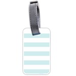 Horizontal Stripes - White and Light Cyan Luggage Tag (One Side)