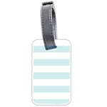 Horizontal Stripes - White and Light Cyan Luggage Tag (Two Sides)