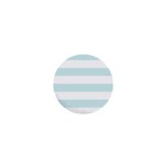 Horizontal Stripes - White and Light Cyan 1  Mini Button