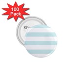 Horizontal Stripes - White and Light Cyan 1.75  Button (100 pack)