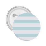 Horizontal Stripes - White and Light Cyan 2.25  Button