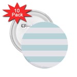 Horizontal Stripes - White and Light Cyan 2.25  Button (10 pack)