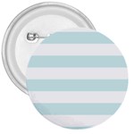 Horizontal Stripes - White and Light Cyan 3  Button