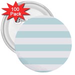 Horizontal Stripes - White and Light Cyan 3  Button (100 pack)