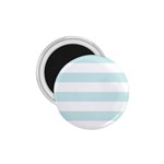 Horizontal Stripes - White and Light Cyan 1.75  Magnet