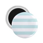 Horizontal Stripes - White and Light Cyan 2.25  Magnet