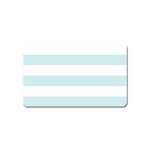 Horizontal Stripes - White and Light Cyan Magnet (Name Card)