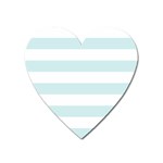 Horizontal Stripes - White and Light Cyan Magnet (Heart)