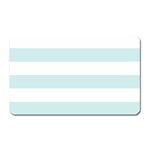 Horizontal Stripes - White and Light Cyan Magnet (Rectangular)