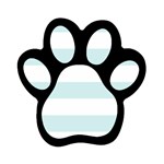 Horizontal Stripes - White and Light Cyan Magnet (Paw Print)