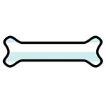 Horizontal Stripes - White and Light Cyan Magnet (Dog Bone)