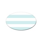 Horizontal Stripes - White and Light Cyan Sticker (Oval)