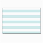 Horizontal Stripes - White and Light Cyan Postcards 5  x 7  (Pkg of 10)