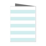 Horizontal Stripes - White and Light Cyan Mini Greeting Cards (Pkg of 8)