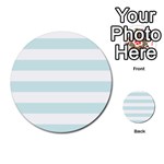 Horizontal Stripes - White and Light Cyan Multi-purpose Cards (Round)