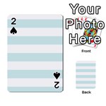 Horizontal Stripes - White and Light Cyan Playing Cards 54 Designs