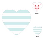 Horizontal Stripes - White and Light Cyan Playing Cards (Heart)