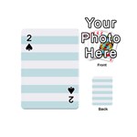 Horizontal Stripes - White and Light Cyan Playing Cards 54 (Mini)