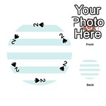 Horizontal Stripes - White and Light Cyan Playing Cards 54 (Round)