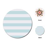 Horizontal Stripes - White and Light Cyan Playing Cards (Round)