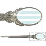 Horizontal Stripes - White and Light Cyan Letter Opener